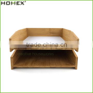 Bamboo office paper tray /a4 paper storage box Homex-BSCI