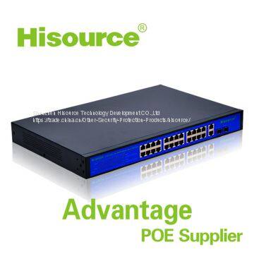Hisource 24 Port 400W POE Switch IEEE802.3AF/AT, Networking Switches,fast Ethernet Switch photo-2
