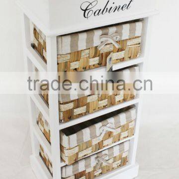 Shabby Chic Home Furniture Wooden Cabinet With Wicker Drawers photo-3