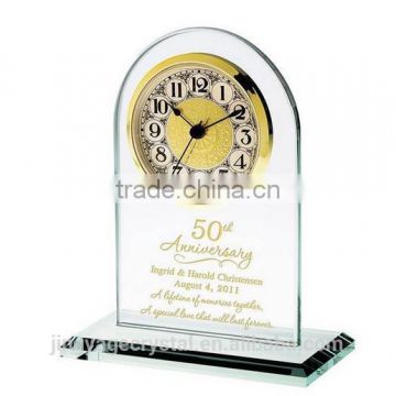 Green glass table gold clock for office decoration