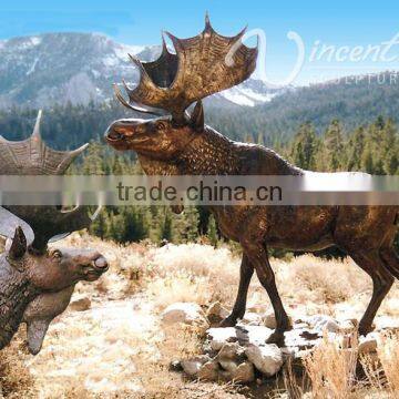 Art Garden Decor Life Size Bronze Casting Bull Moose Statue for Large Garden Decoration photo-2