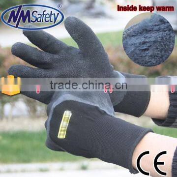 NMSAFETY latex coated winter hand gloves for glass industry protective gloves cutting glass