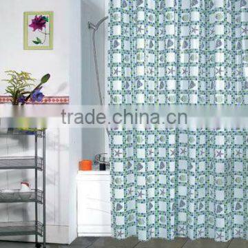 Print PEVA shower curtain and bath accessory