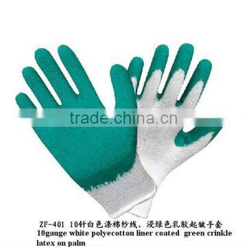 white polycotton coated green crinkle latex on palm