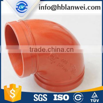 Made in China 4" Painted Long Radius Elbow Ductile iron grooved Fitting