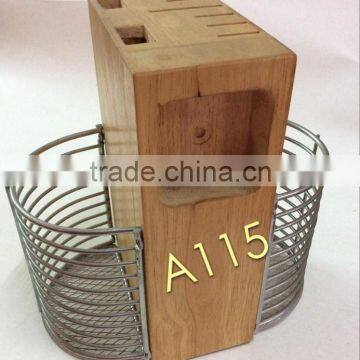 wooden knife block with timer