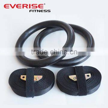 Portable Nylon webbing straps gym rings gymnastic rings plastic