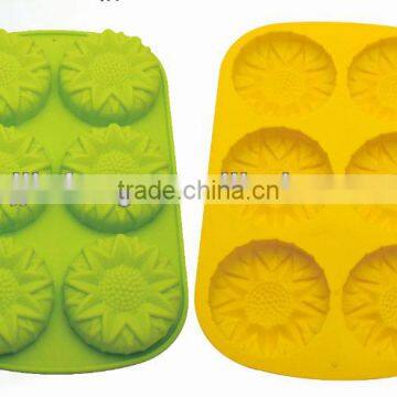 6PCS Sunflower shape Silicone cake mould cake tray /Silicone muffin tray