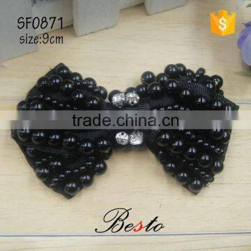 New Spring bow decoration black bead ribbon shoe accessory