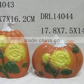 holloween flower pattern on ceramic pumpkin festive decorations