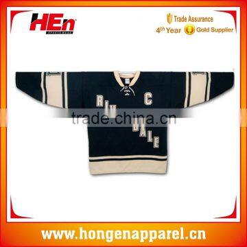 Hongen apparel China Manufacturer Wholesale Cheap sublimation printing custom design goalie cut hockey jersey