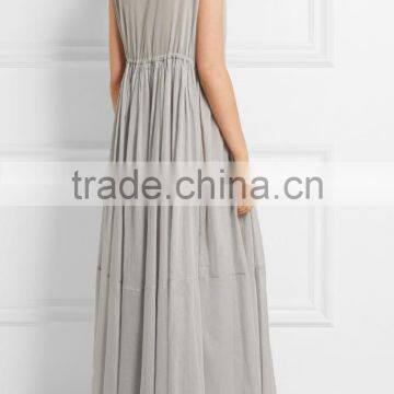 Sexy Flowing Cotton-mousseline Maxi Long Dress With Front Lace Up Western Dresses Names 2016 HSD5777 photo-3