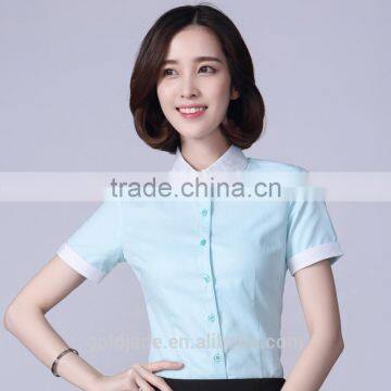2017 Wholesale Short Sleeve Ladies Office Formal Shirt Design