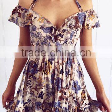 printed ruffle playsuits australia women summer casual playsuits