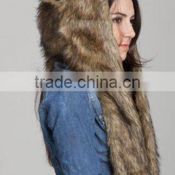 Wholesale Europe and USA Winter Female Faux Rabbit Fur Animal Hat Togther With Scarf photo-2
