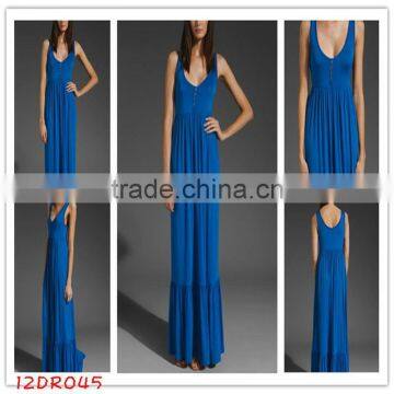 apparel!12DR045 2012 Hot Selling new fashion casual maxi ladies' dress with front buttons for Summer,latest design