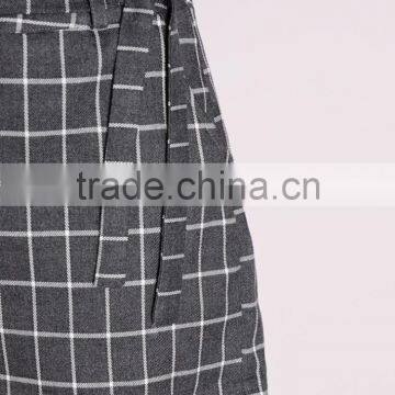 Summer Fashion Grey Double Belted Check Cheap Shorts OEM Service photo-5