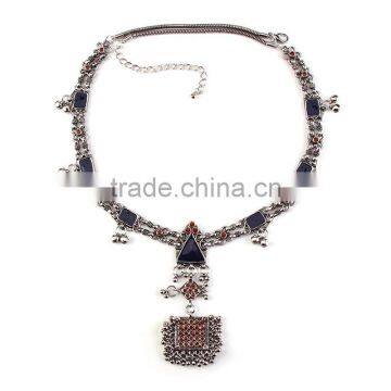 Vintage Ethnic Long Chain Silver Sweater Necklace Jewelry ,big Brand Jewelry