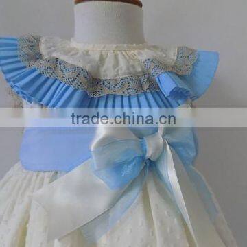 New Design Swiss Dots With Cape Collar Baby Girls Clothes Dress photo-2