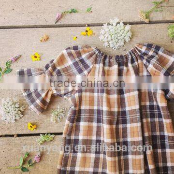 Hot Selling Children Clothes Frock Design Plaid 100% Cotton Fancy Kids Summer Dress photo-2