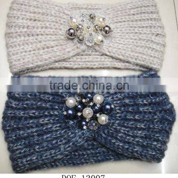 Fashion Hot Popular Crochet Acrylic Knitted Headband With Jewelry photo-5