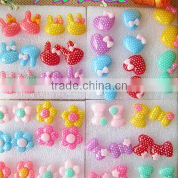 Cute colorful rabbit earrings,young girls flower and bowknot design stud earrings wholesale