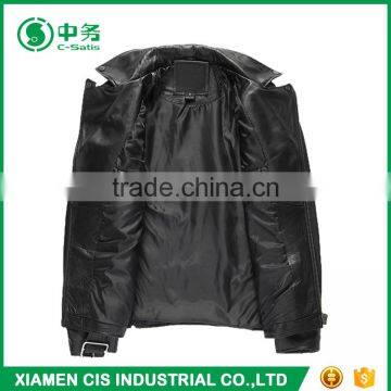 High Quality Windproof Men Black PU Motorcycle Leather Jacket photo-3