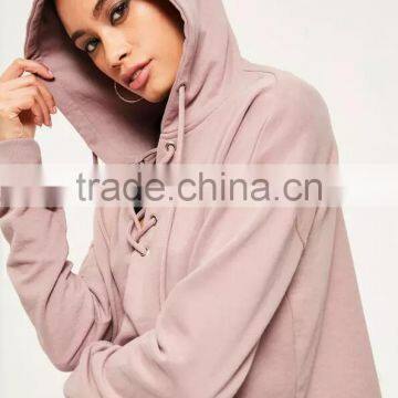 Purple Lace Up Cropped Hoodie With Gym Leggings Custom Plain Lazy Days Lovely Hoodie Raw Hem Vintage Style photo-2