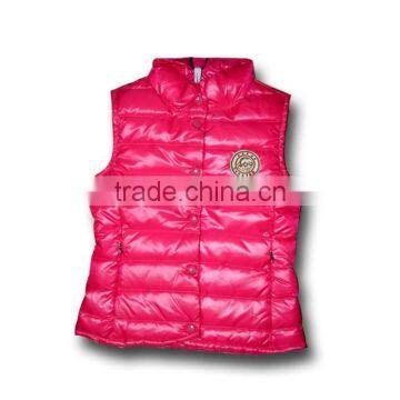 Lightweight rose red girls down vest