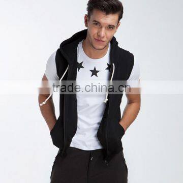 Casual plain black sleeveless hoodie gym