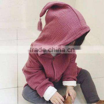 Zm40644b Wholesale Girls Coat Popular Cotton and Linum Pure Color Jackets