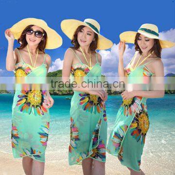 2015 Deep V Wrap Chiffon Swimwear Bikini Cover Up Beautiful Women Swimwear SV001144 photo-3