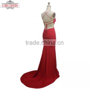 2017 China Manufacturer Customized Red Halter Evening Dress photo-4