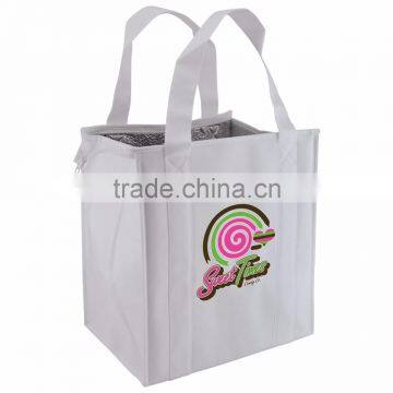 Thermal Insulated Grocery Tote Bag - has zipper closure, thermal insulation, black bottom board and comes with your logo.