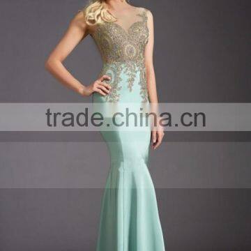 2016 Prom Dresses Scoop Mermaid Sweep/Brush Spandex With Applique Sleeveless Burgundy/Maroon photo-3