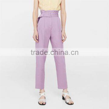 Hot Design Lavender Empire Waist Summer Trousers With Belt Loop photo-6