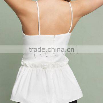 Polyester Camisole Backless Ruffles Solid White Size:XXL Sold By PC photo-2