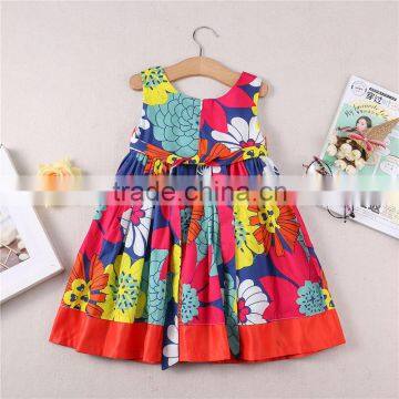 Casual Style Full Printing Summer Soft Girls Cotton One Piece Dress photo-2