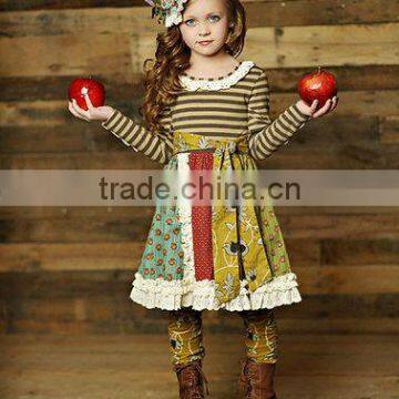 good sale mustard pie stripe lace handmade girls wholesale clothes