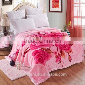 Alibaba supplier 100%polyster rashell home rose print mink blanket