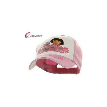 Cotton Childrens Baseball Caps , White Pink Dora Baseball Cap