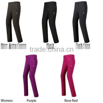 soft shell men and women hiking pants with polar fleece lining