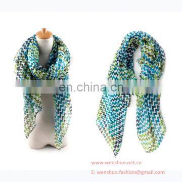 Wave Grain Printed Long Pattern Ladies Joker Voile Scarf photo-4