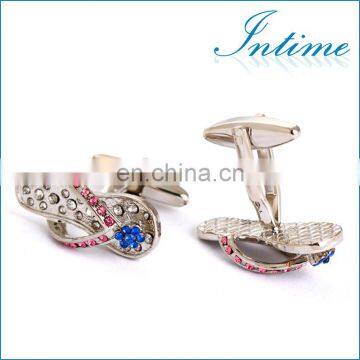 Jewel Encrusted Rhinestone Slipper Shirt Men Cufflinks