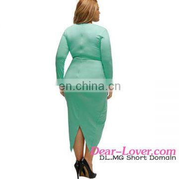 New Cheap Clothing Fashion Slit Long Sleeve Plus Size Sexy Dress photo-4