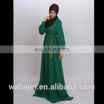 Long sleeve maxi muslim dress for woman,chiffon dress