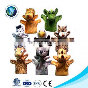 Cute various plush animal heard glove puppet popular soft stuffed funny dinosaur hand puppet