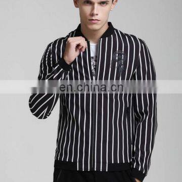 Oem jacket stripe clothing zipper men jacket