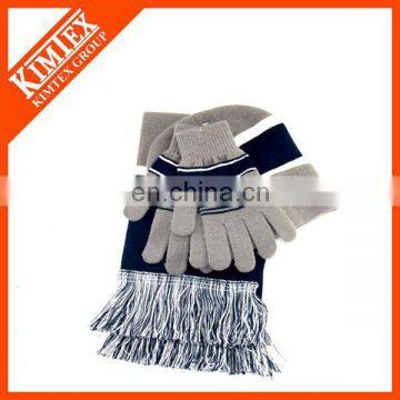 Sports knitted hat mittens scarf set