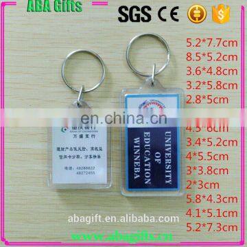 High Quality rectangle plastic keychain photo holder